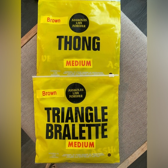 Assholes live Forever: Brown MeshBralette & matching thong - Picture 2 of 4